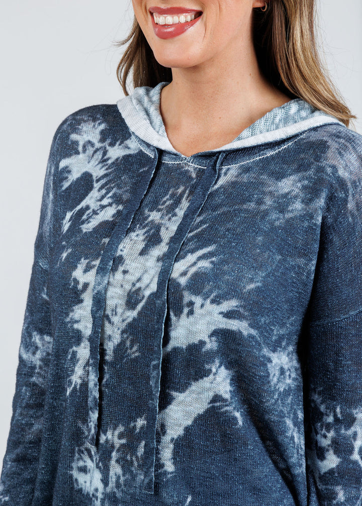 J Society Tie Dye Hoodie in Denim available at Barbara Katz