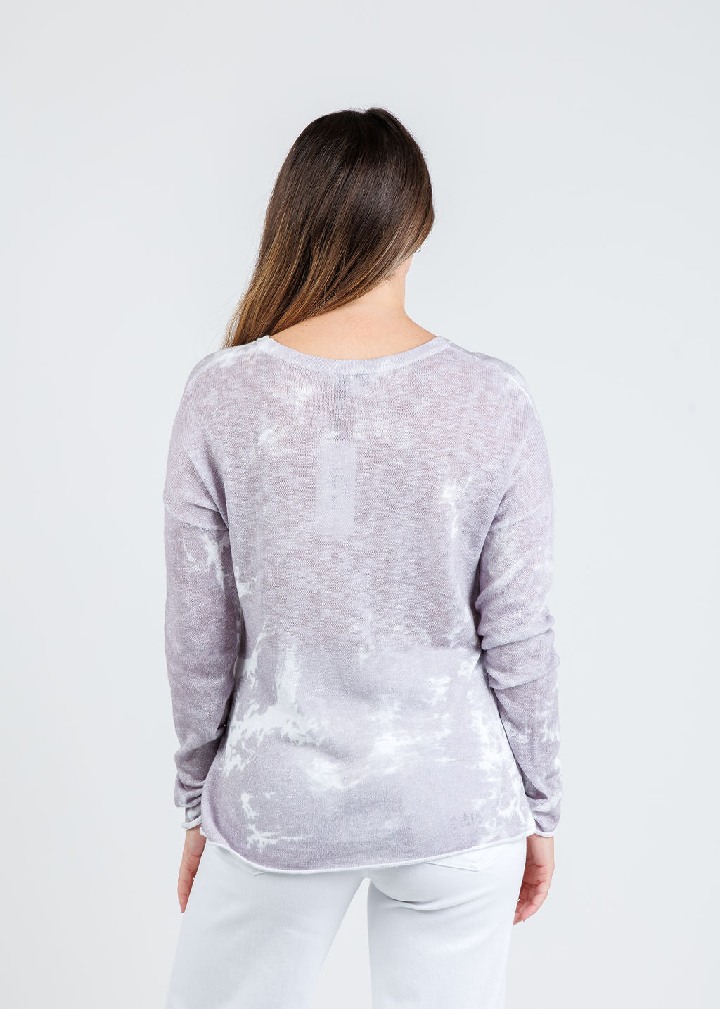 J Society Tie Dye Long Sleeve Crew Sweater in Cloud available at Barbara Katz