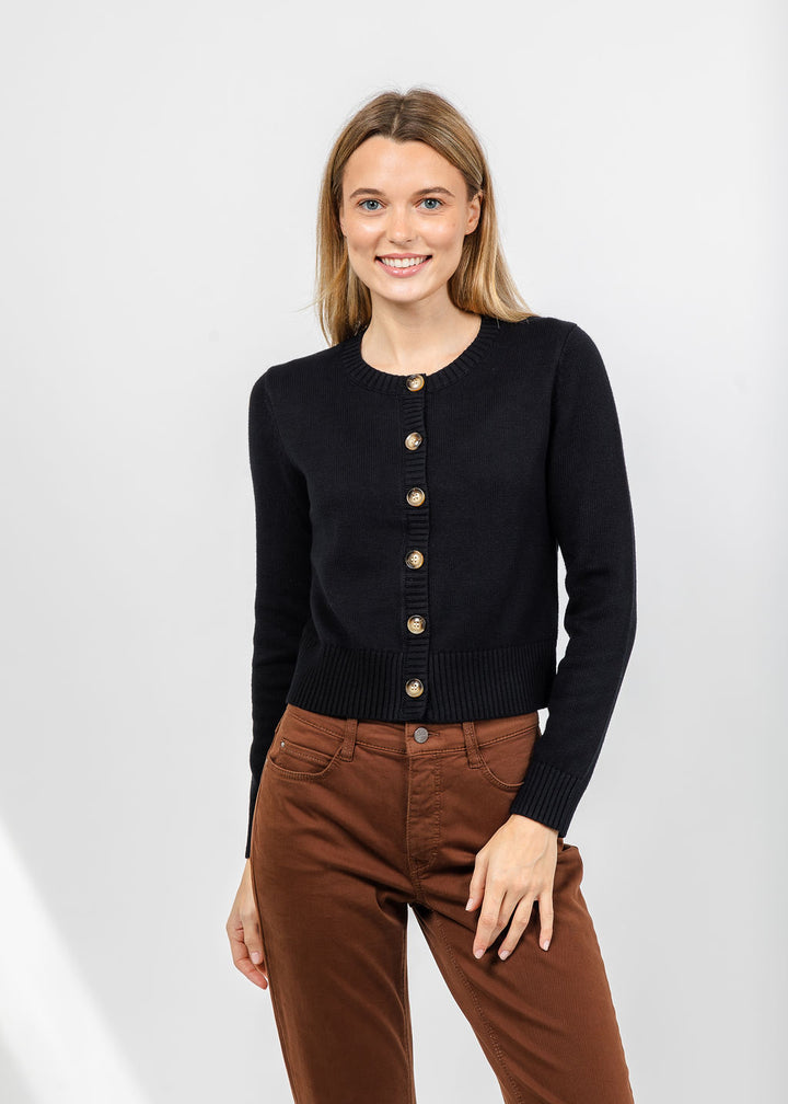 J Society Tort Button Cardigan in Black available at Barbara Katz