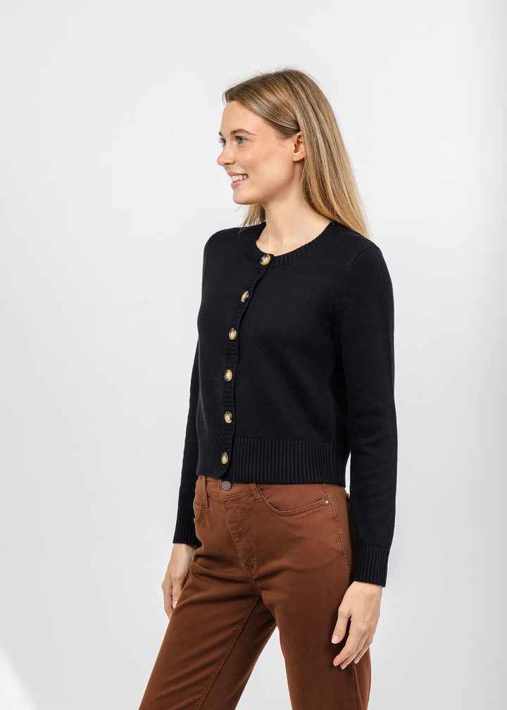 J Society Tort Button Cardigan in Black available at Barbara Katz