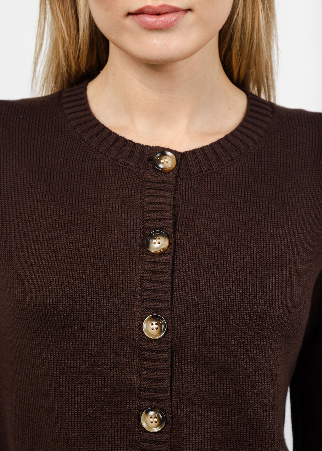 J Society Tort Button Cardigan in Coffee Bean available at Barbara Katz