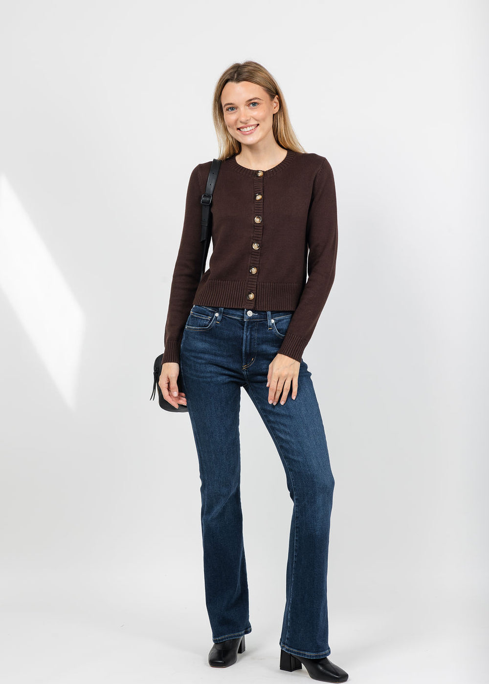 J Society Tort Button Cardigan in Coffee Bean available at Barbara Katz