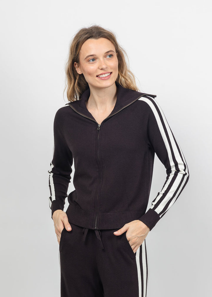 J Society Track Jacket in Chocolate available at Barbara Katz