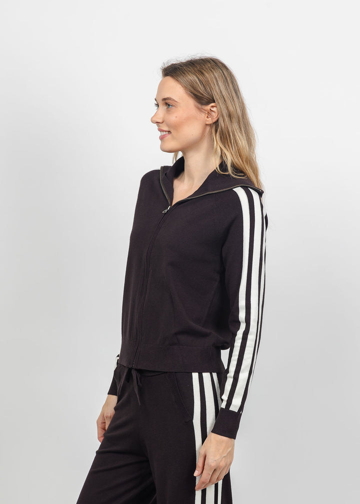J Society Track Jacket in Chocolate available at Barbara Katz