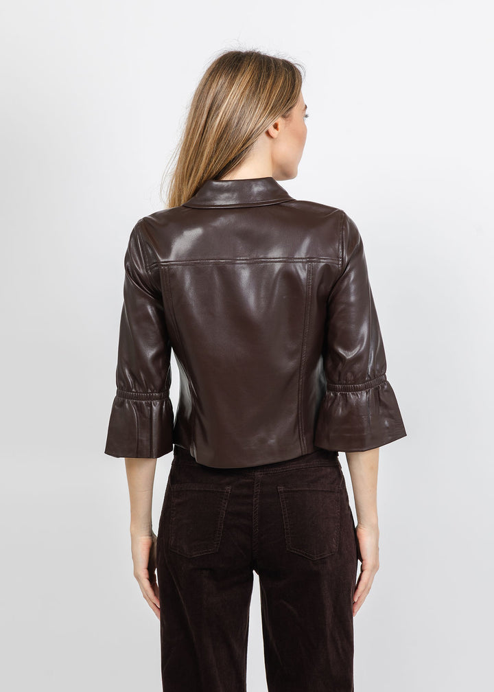J Society Vegan Cinched Sleeve Jacket in Chocolate available at Barbara Katz