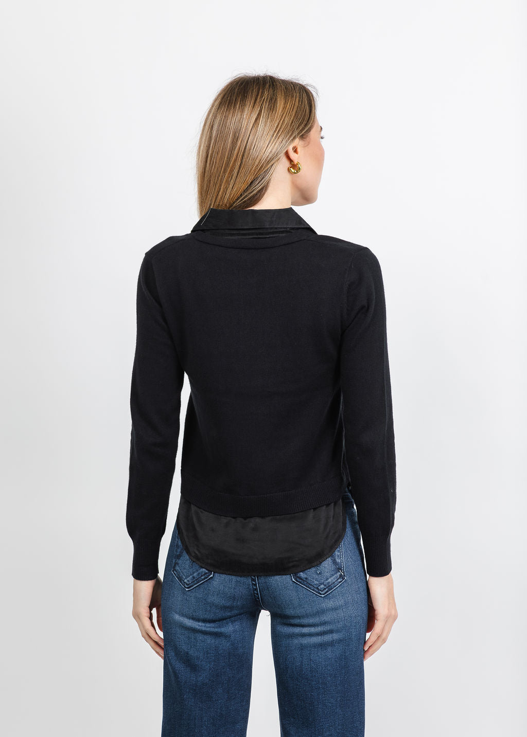 J Society Washed Rayon 2Fer Blouse in Black available at Barbara Katz