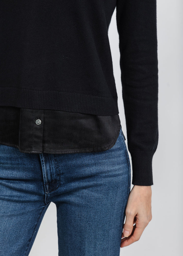 J Society Washed Rayon 2Fer Blouse in Black available at Barbara Katz
