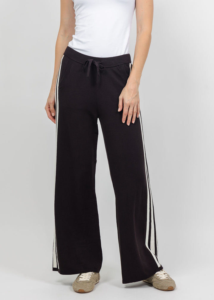 J Society Wide Leg Stripe Pant in Chocolate available at Barbara Katz