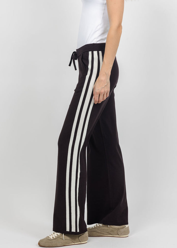 J Society Wide Leg Stripe Pant in Chocolate available at Barbara Katz