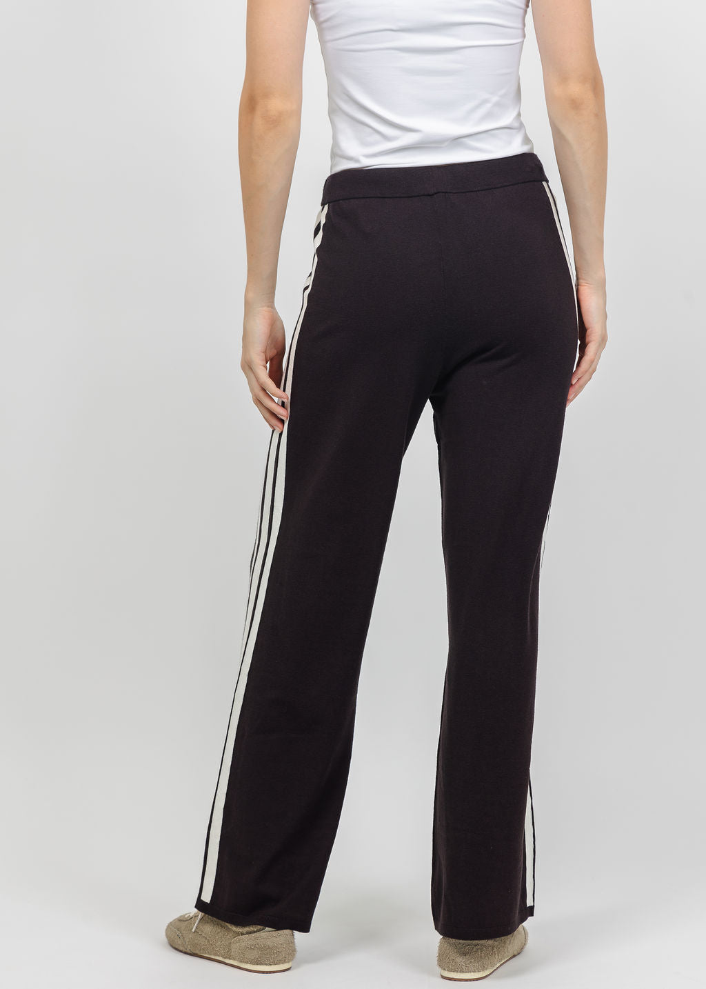 J Society Wide Leg Stripe Pant in Chocolate available at Barbara Katz