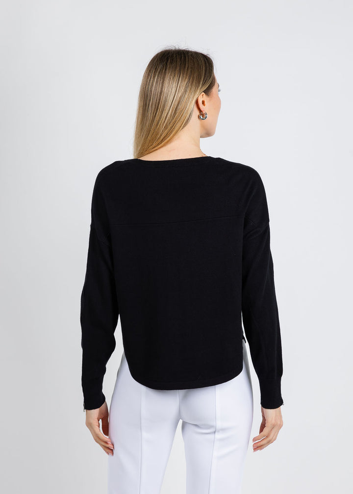 J Society Zip Sleeve Sweater in Black available at Barbara Katz
