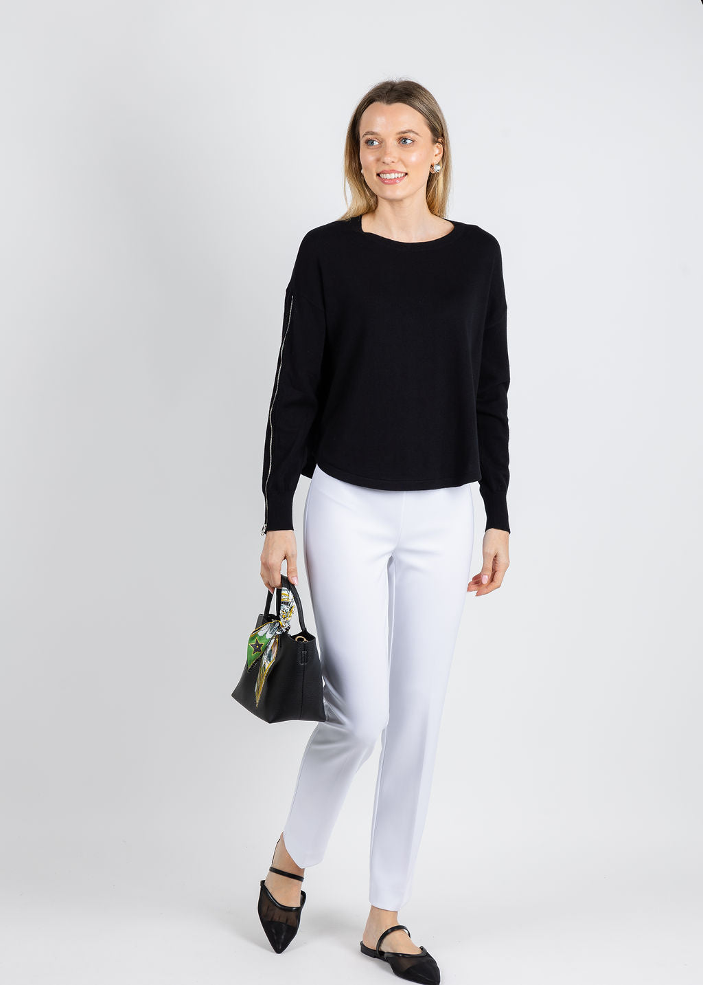 J Society Zip Sleeve Sweater in Black available at Barbara Katz