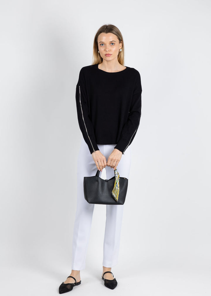 J Society Zip Sleeve Sweater in Black available at Barbara Katz