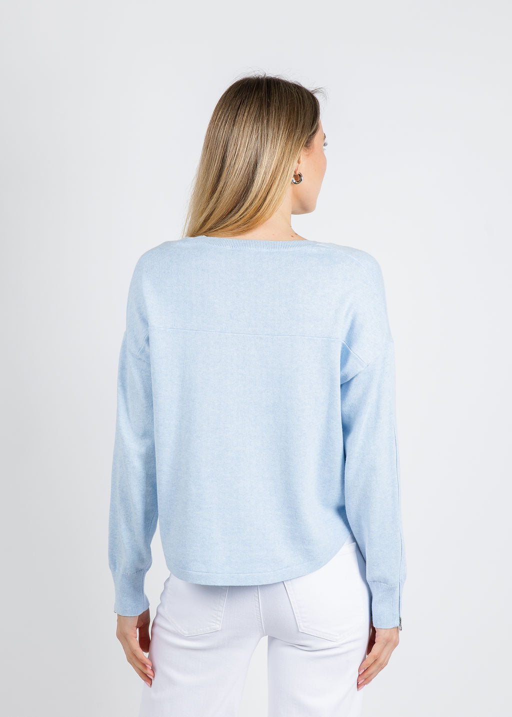 J Society Zip Sleeve Sweater in Chambray available at Barbara Katz
