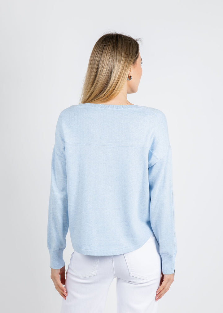 J Society Zip Sleeve Sweater in Chambray available at Barbara Katz