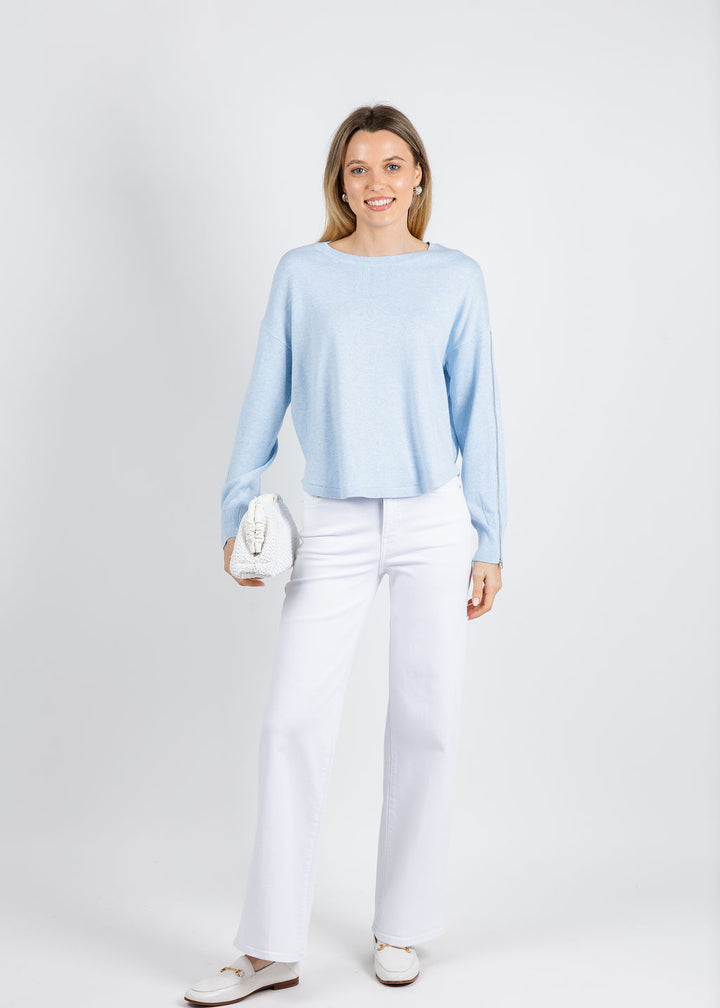 J Society Zip Sleeve Sweater in Chambray available at Barbara Katz