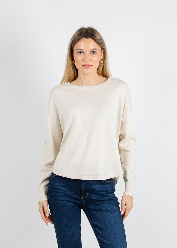 J Society Zip Sleeve Sweater in Oat available at Barbara Katz