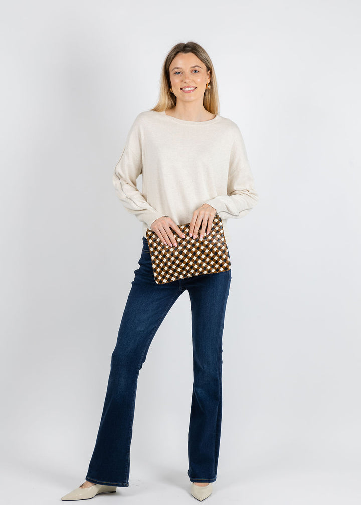J Society Zip Sleeve Sweater in Oat available at Barbara Katz
