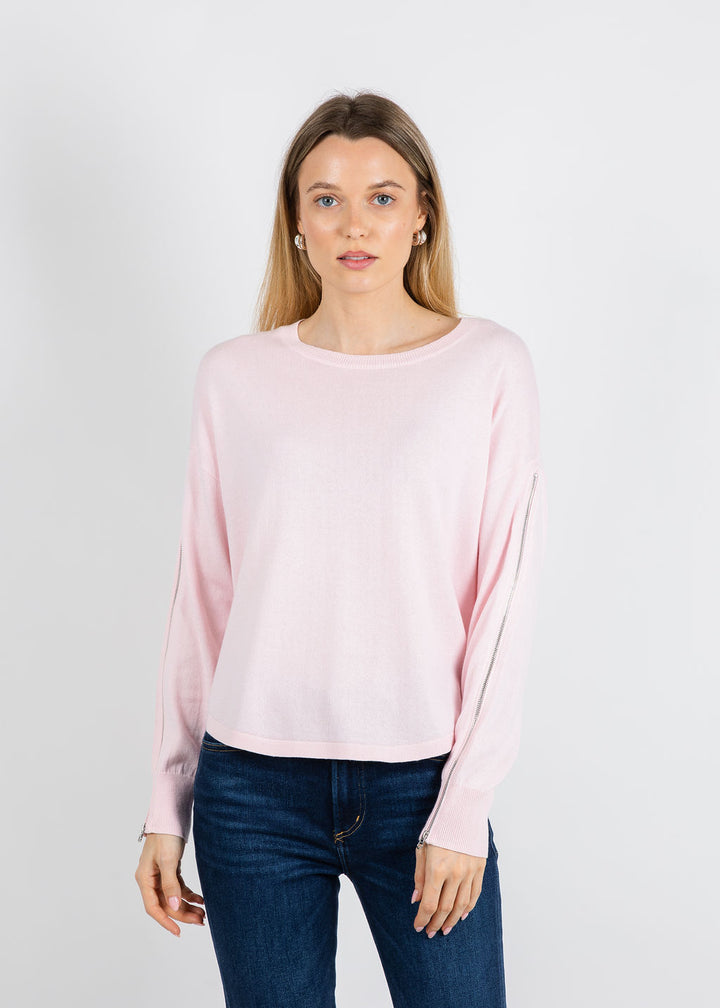 J Society Zip Sleeve Sweater in Petal available at Barbara Katz