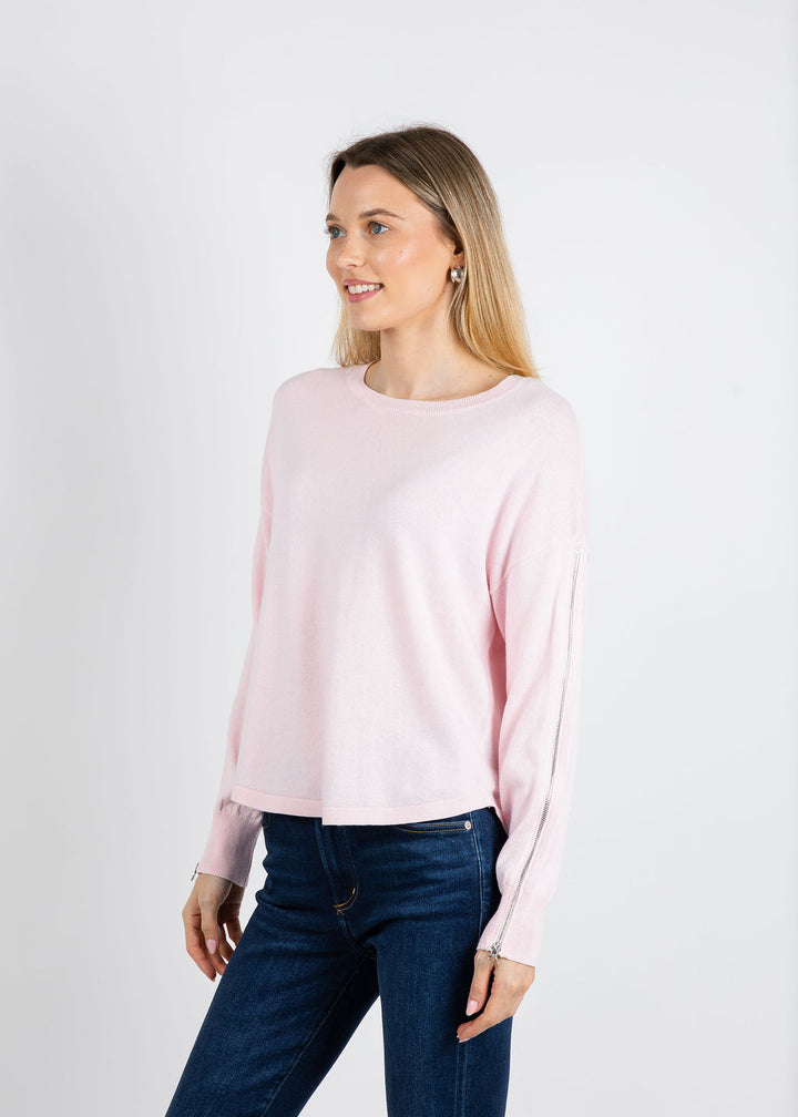 J Society Zip Sleeve Sweater in Petal available at Barbara Katz