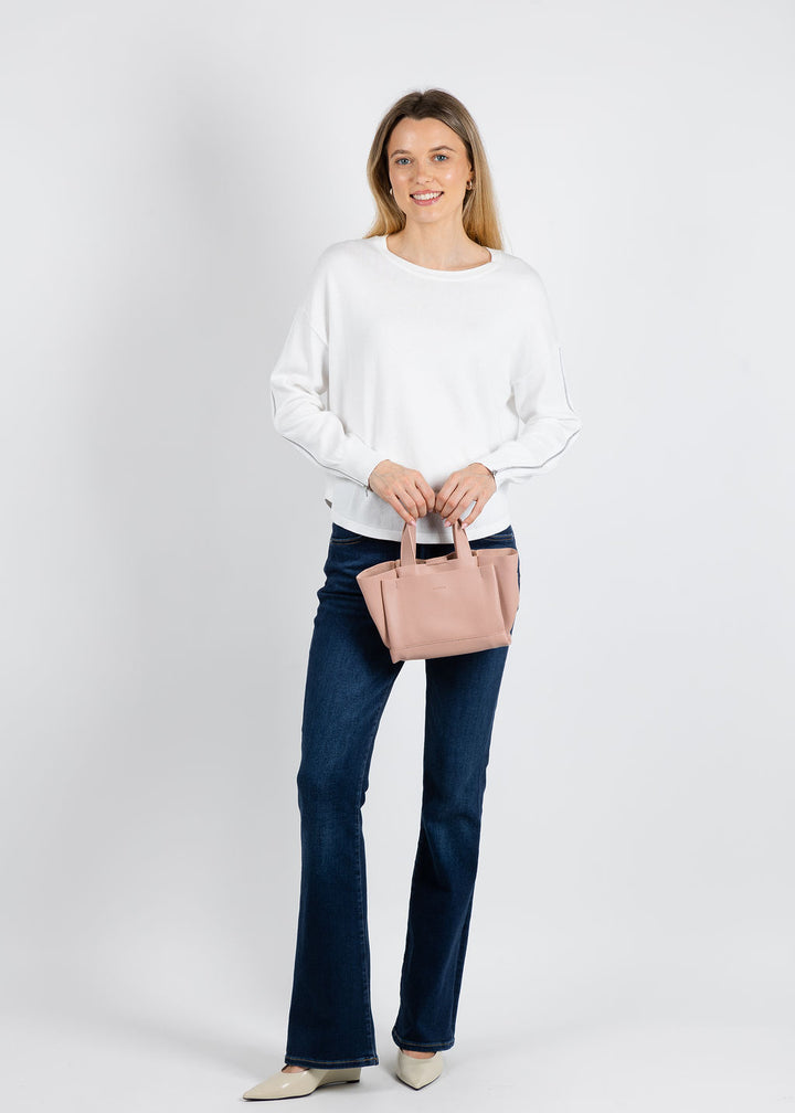 J Society Zip Sleeve Sweater in White available at Barbara Katz