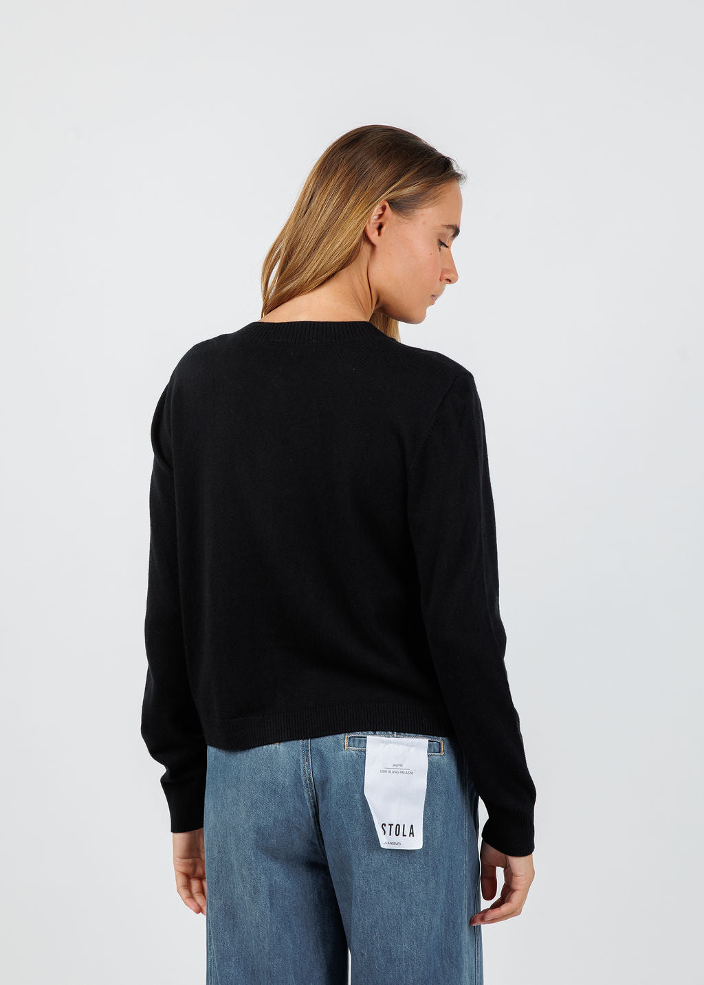J Society Denim Pocket Cardigan in Black/Blue available at Barbara Katz