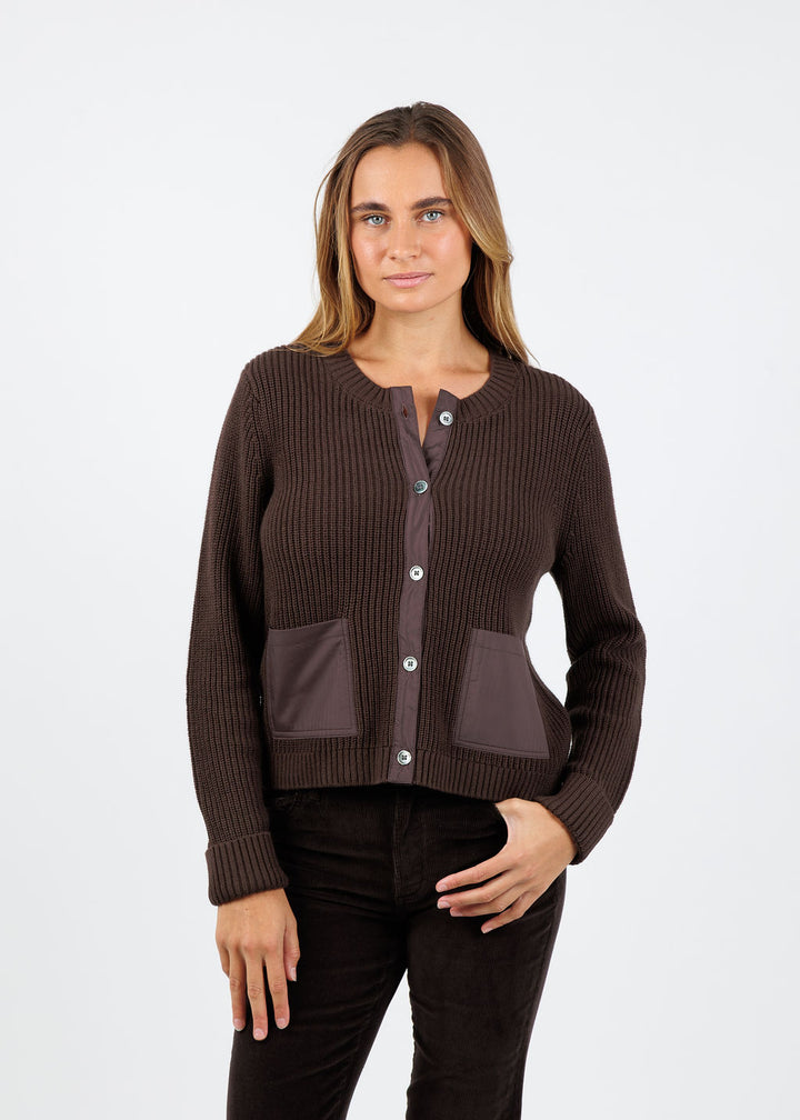 J Society Pocket Cardigan in Chocolate available at Barbara Katz