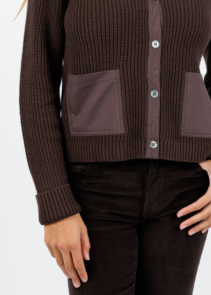 J Society Pocket Cardigan in Chocolate available at Barbara Katz