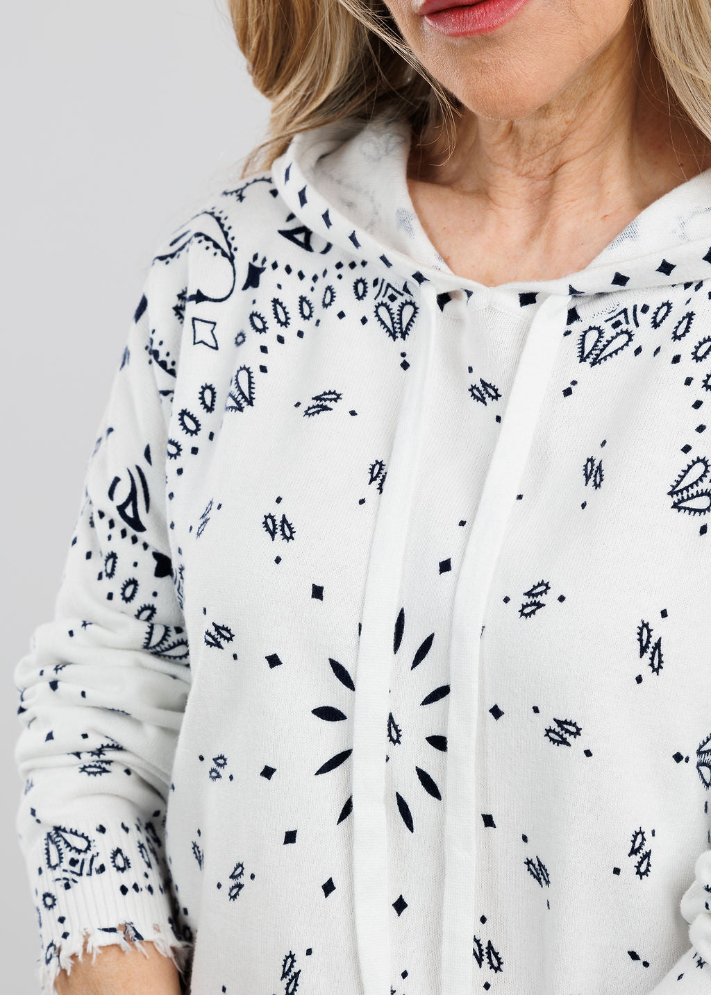 J Society Bandana Hoodie in White available at Barbara Katz