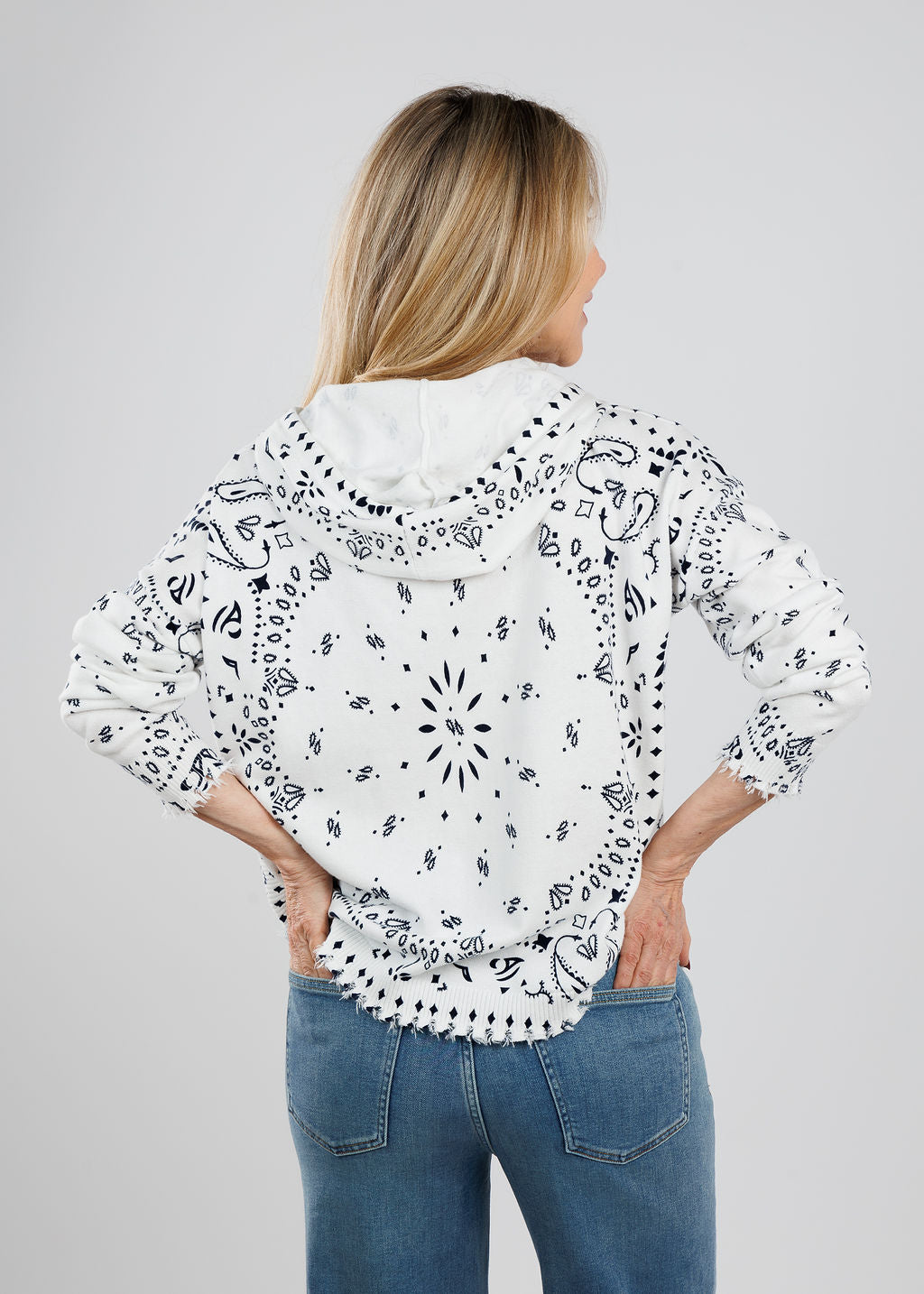 J Society Bandana Hoodie in White available at Barbara Katz