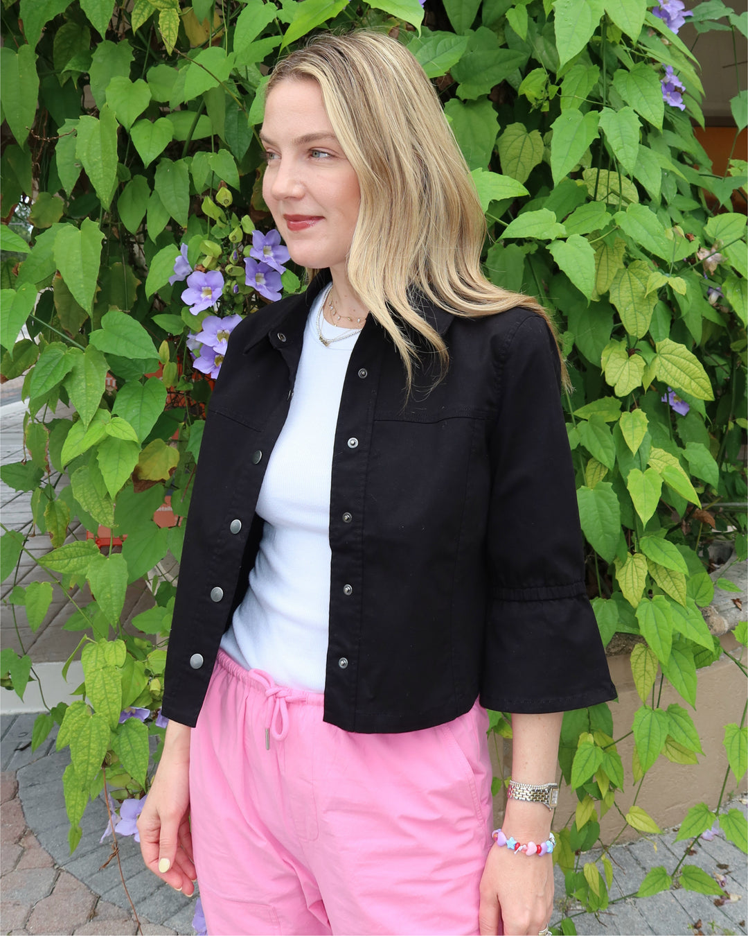 J Society Cinch Sleeve Jacket in Black available at Barbara Katz