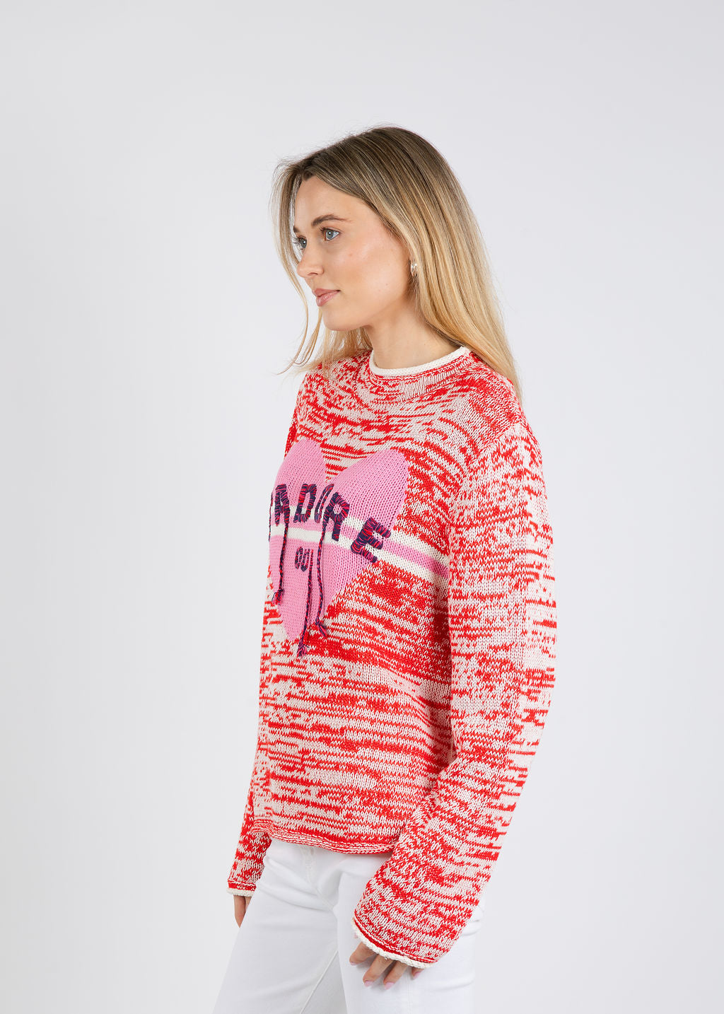 Oui J'adore Sweater in Red/White available at Barbara Katz