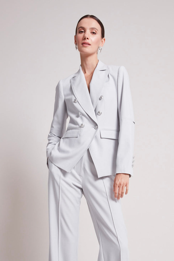 Adroit Atelier James Double Breasted Signature Stretch Blazer in Light Grey available at Barbara Katz