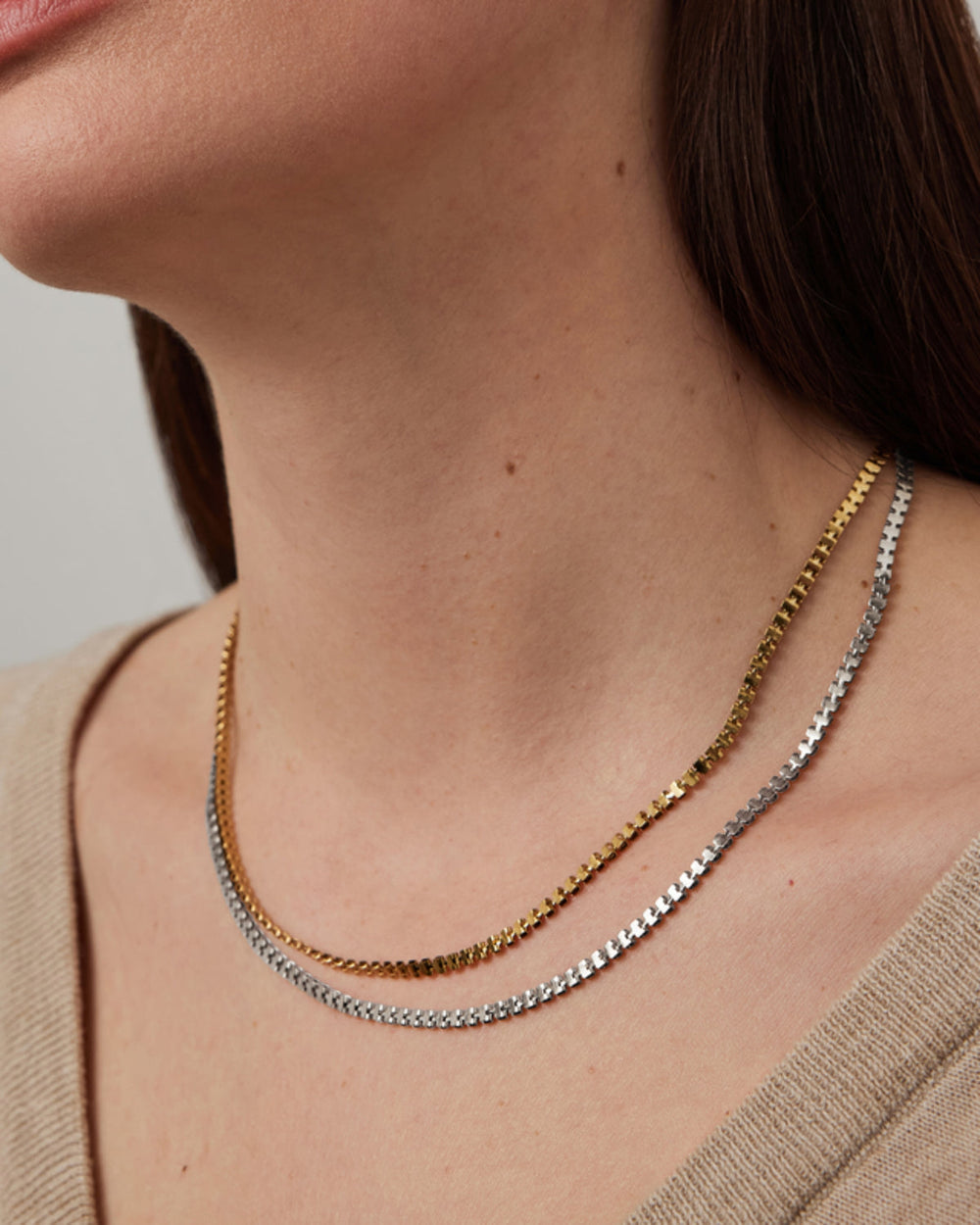 Jenny Bird Double Amalfi Chain Necklace in Two-Tone available at Barbara Katz