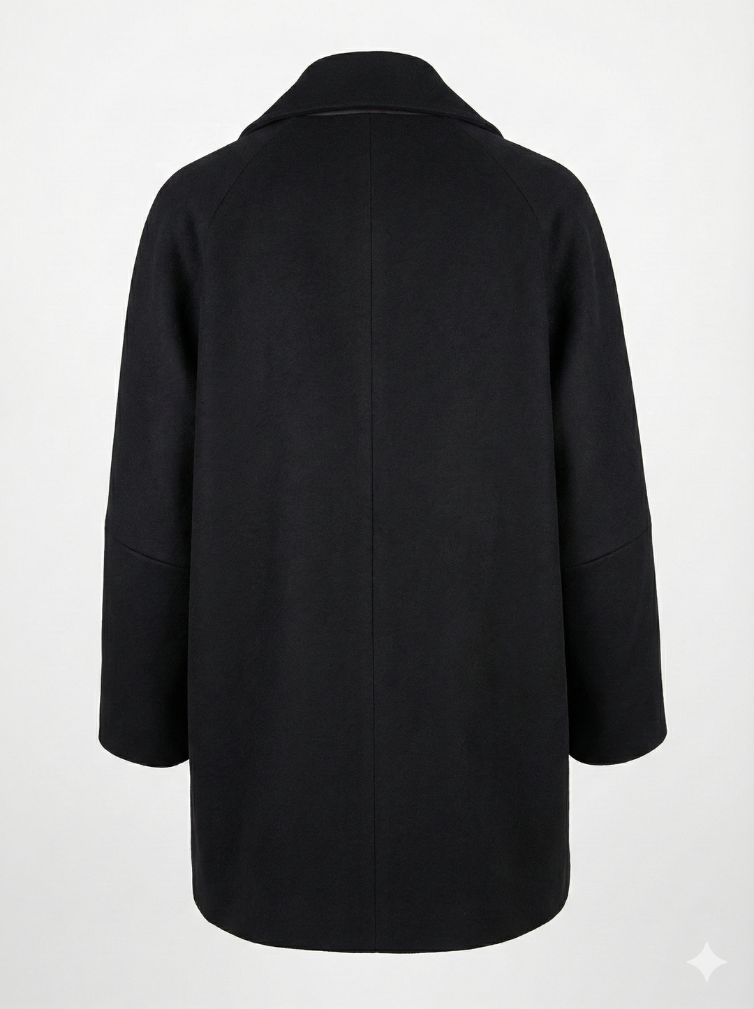 Adroit Atelier Jordan Double-Breasted Raglan Sleeve Wool Blend Coat in Black available at Barbara Katz
