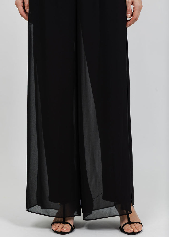 Joseph Ribkoff Chiffon Wide-Leg Pull-On Pants in Black available at Barbara Katz