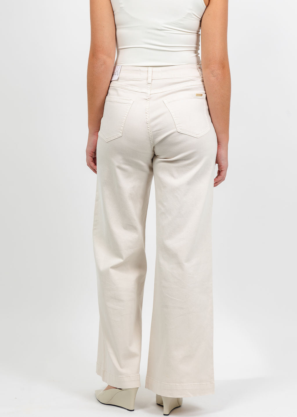 Joseph Ribkoff Featherweave Denim Palazzo Jeans in Birch available at Barbara Katz
