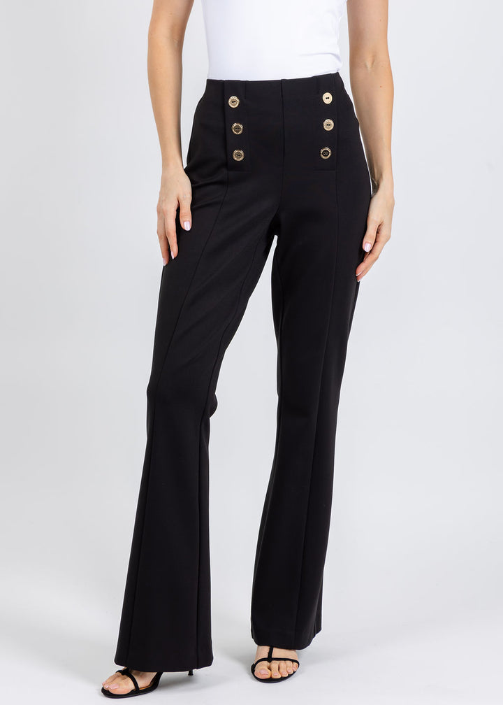 Joseph Ribkoff Heavy Knit Flared Pull-On Pants in Black available at Barbara Katz