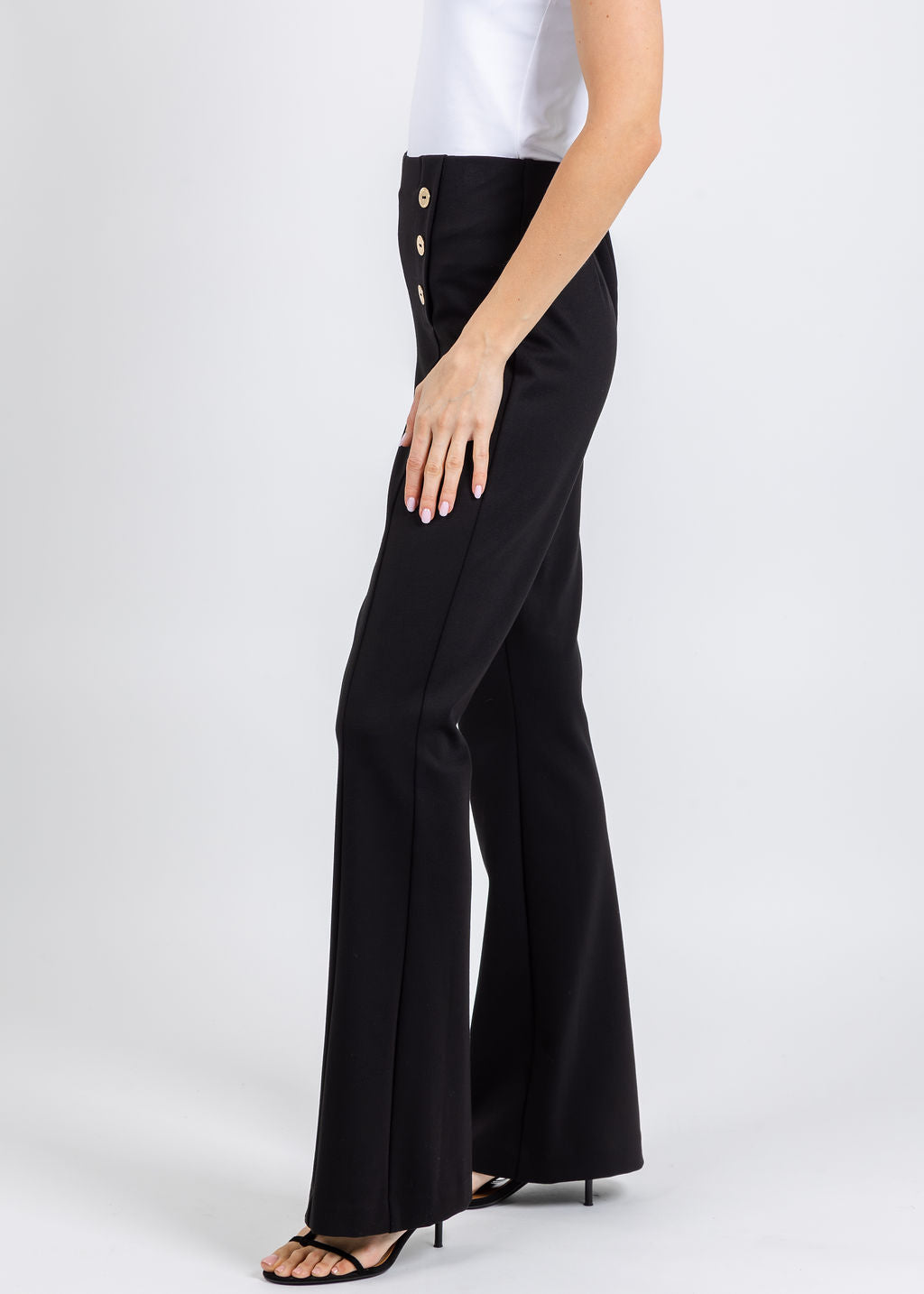 Joseph Ribkoff Heavy Knit Flared Pull-On Pants in Black available at Barbara Katz