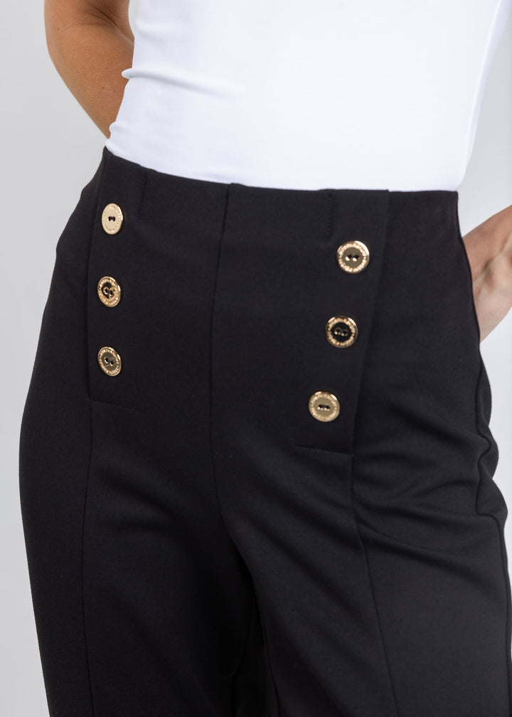 Joseph Ribkoff Heavy Knit Flared Pull-On Pants in Black available at Barbara Katz