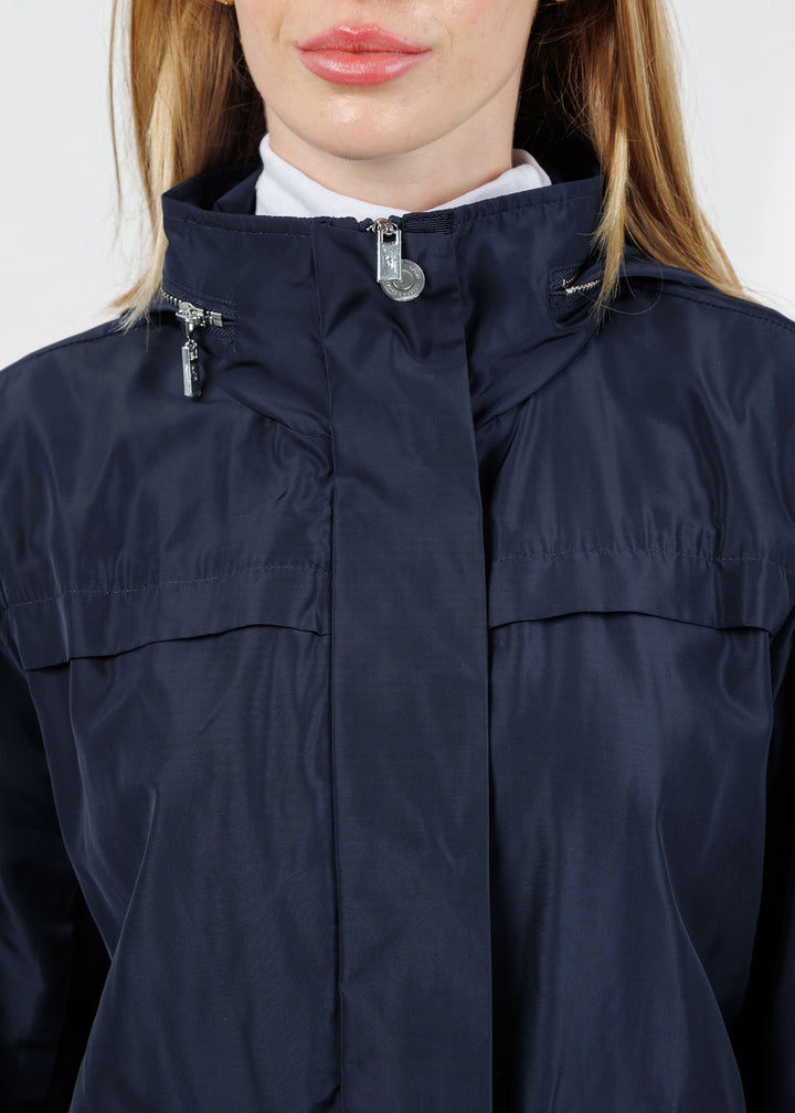 Joseph Ribkoff Imitation Memory Anorak With Hidden Hood in Navy available at Barbara Katz