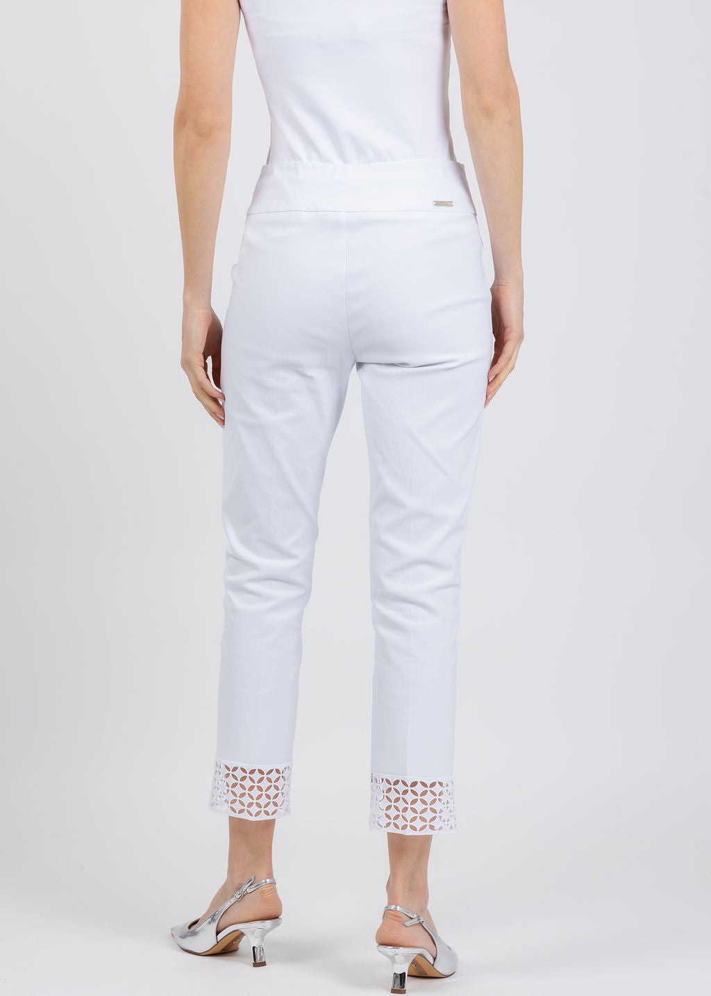 Joseph Ribkoff Millennium Pull-On Crop Pants in White available at Barbara Katz