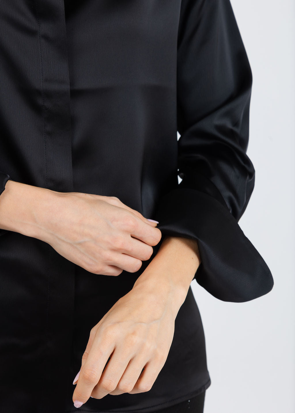 Joseph Ribkoff Satin Blouse With Embellished Collar in Black available at Barbara Katz