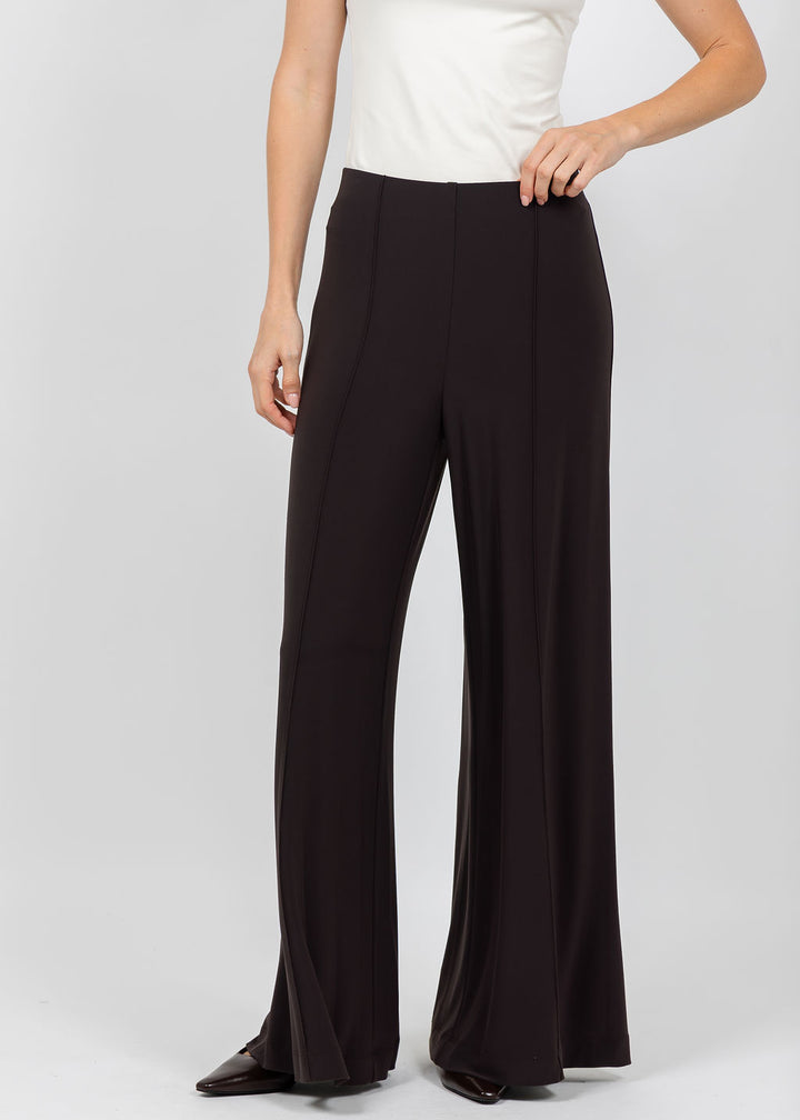 Joseph Ribkoff Silky Knit Pull-On Wide Leg Pants in Mocha available at Barbara Katz