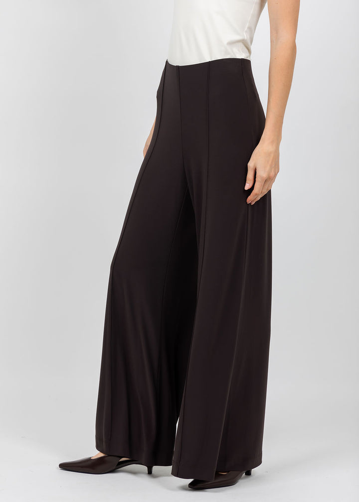Joseph Ribkoff Silky Knit Pull-On Wide Leg Pants in Mocha available at Barbara Katz