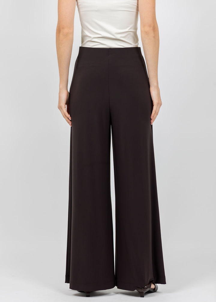 Joseph Ribkoff Silky Knit Pull-On Wide Leg Pants in Mocha available at Barbara Katz