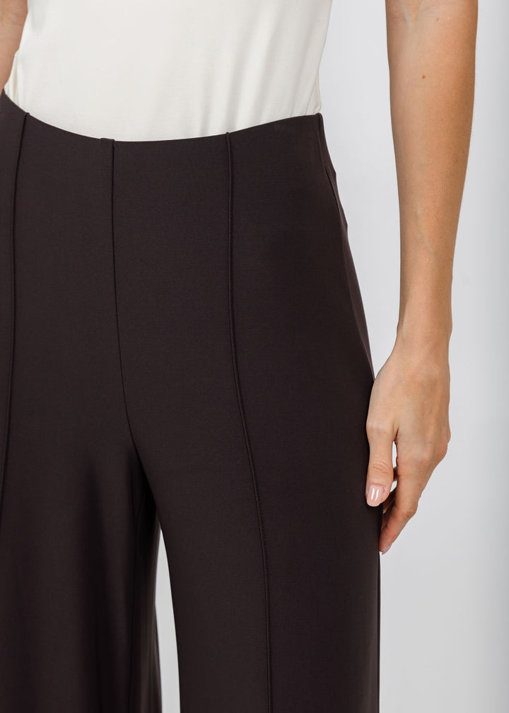 Joseph Ribkoff Silky Knit Pull-On Wide Leg Pants in Mocha available at Barbara Katz