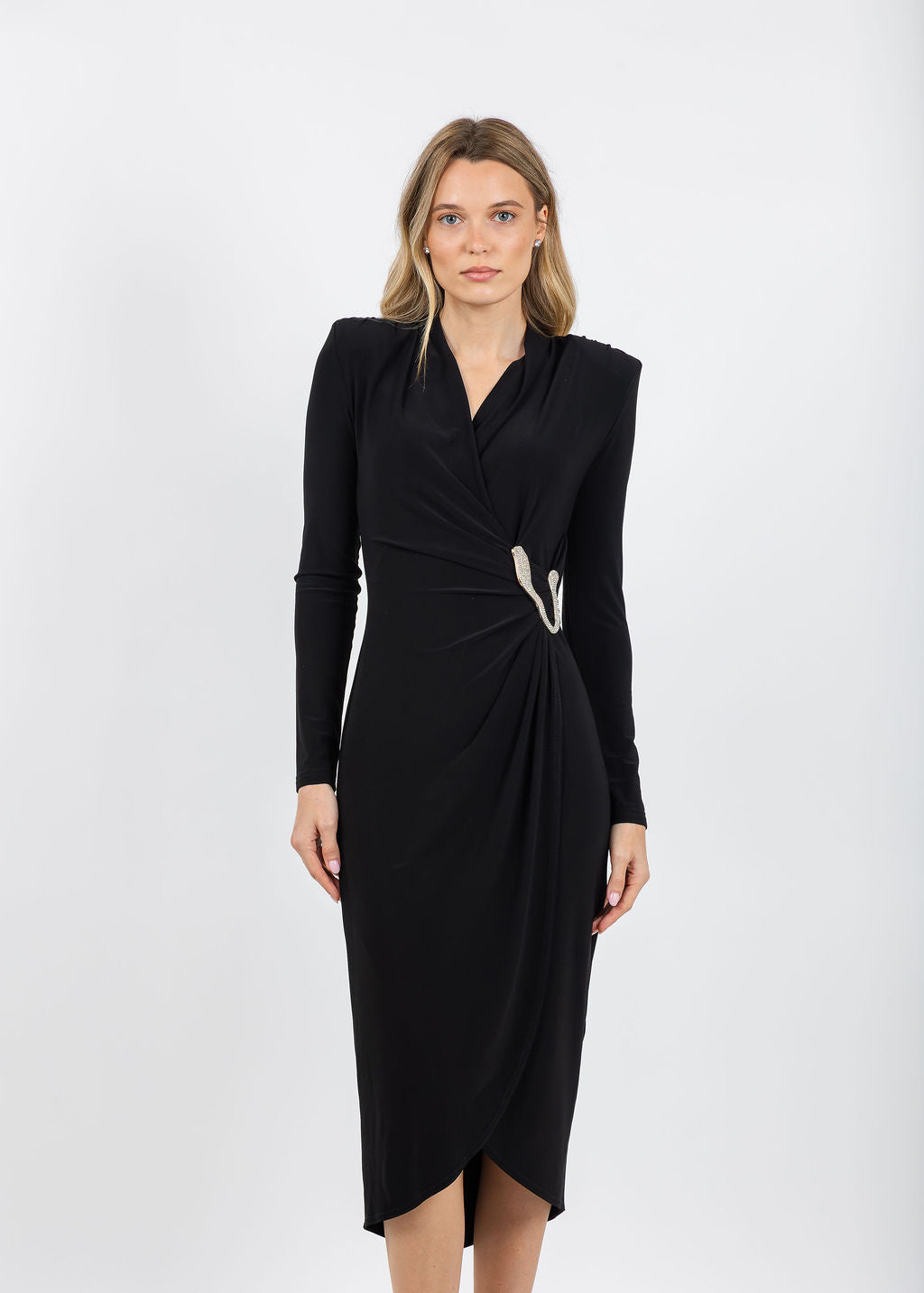Joseph Ribkoff Silky Knit Sheath Dress in Black available at Barbara Katz