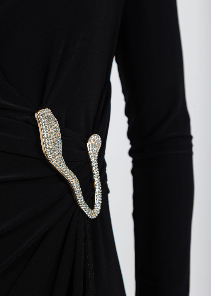 Joseph Ribkoff Silky Knit Sheath Dress in Black available at Barbara Katz