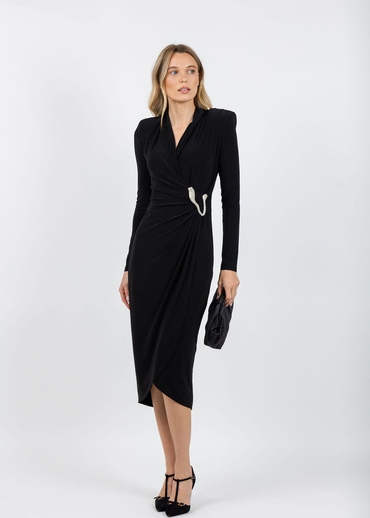 Joseph Ribkoff Silky Knit Sheath Dress in Black available at Barbara Katz
